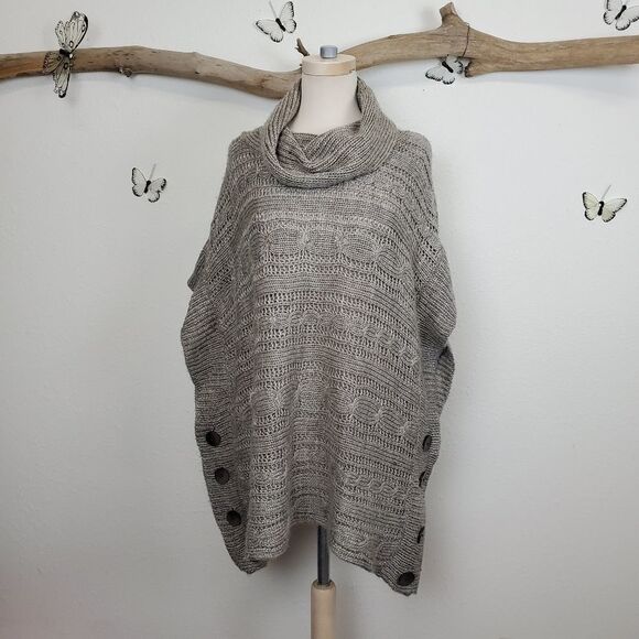 Fever oversized cableknit poncho sweater - Picture 1 of 11